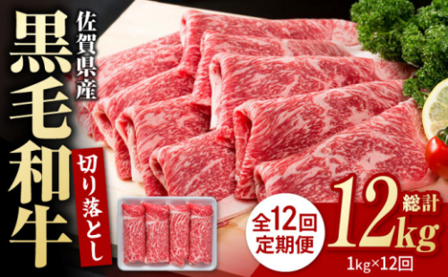 【圧倒的リピート率！】【12回定期便】佐賀県産 黒毛和牛 贅沢 切り落とし 1kg【株式会社いろは精肉店】佐賀産和牛 切落し 牛肉 国産 肉 和牛 すき焼き しゃぶしゃぶ 九州 定期便 [IAG067]