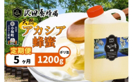《定期便5ヶ月》はちみつ 天然十和田 アカシア蜂蜜 1200g ポリ缶 [はちみつ 蜂蜜 ハチミツ アカシア 定期便 国産 朝食 沢田養蜂場]