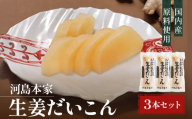 国内産 原料使用 生姜だいこん 3本 セット 河島本家