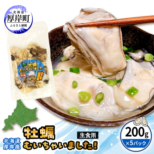牡蠣 冷凍 むき身 訳あり 生食 北海道厚岸町産 大容量 1kg （200g×5パック） 解凍してすぐ生食・加熱両用 カキ かき 魚介類 （マルユウ海楽） 2761257 - 北海道厚岸町