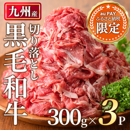 【三太郎の日限定】九州産黒毛和牛切り落とし(計900g・300g×3P) 牛肉 切落し 和牛 冷凍 国産 九州産 小分け お肉 牛丼 野菜炒め カレー No.1015-KG【LRプラスK】 2761359 - 鹿児島県日置市