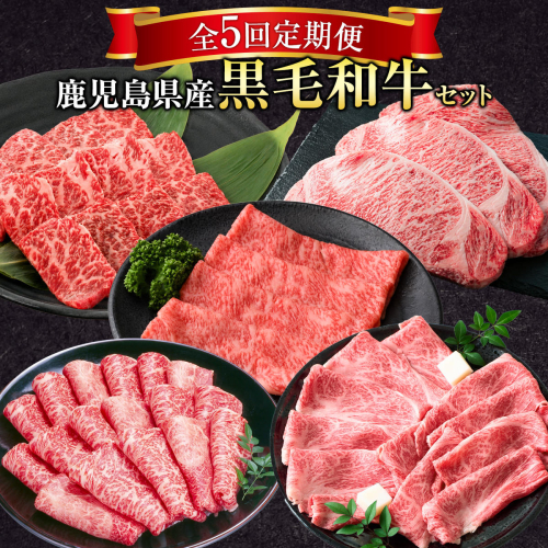 【全5回定期便】鹿児島県産 黒毛和牛セット 定期便 黒牛《お申込み翌月から出荷》さつま町 鹿児島県 黒毛和牛 黒牛 リブロース カタロース ローススライス サーロインステーキ モモスライス 焼肉 2764712 - 鹿児島県さつま町