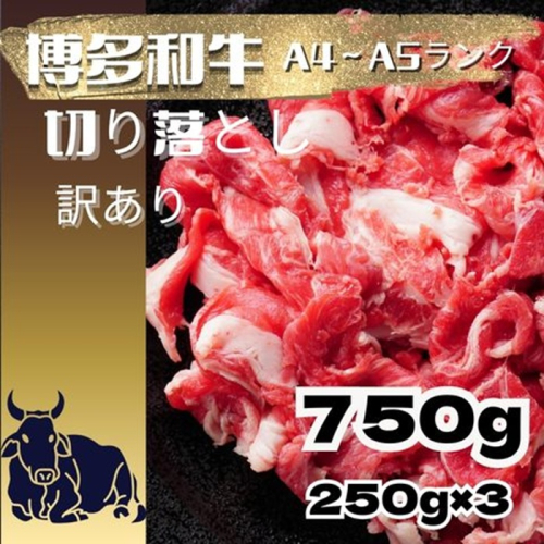 AE322.訳あり！博多和牛A4～A5ランク切り落とし750g（250g×3）【博多和牛】 2766685 - 福岡県新宮町