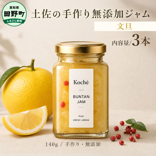 土佐の手作り無添加ジャム 文旦ジャム 3個入り 1個140g 果物 フルーツ 無添加 朝食 食パン トースト ヨーグルト スイーツ トッピング 文旦 ぶんたん プレゼント 常温配送 高知 田野町 2766800 - 高知県田野町