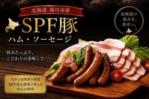 北海道滝川産 SPF豚 ロースハム＆ソーセージセット | 詰め合わせ ブランド豚 豚肉 国産 ウインナー ウィンナー ハム 加工品 天然腸 肉 お肉 ポーク 北海道産 おつまみ 朝食 BBQ バーベキュー ビール キャンプ ギフト 贈答 冷凍- 2769406 - 北海道滝川市