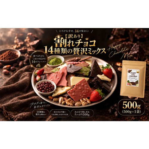 【訳あり】割れチョコ １４種類の贅沢ミックス 500g(500g×1袋)詰合せ 福袋 ご褒美 2769503 - 静岡県静岡市