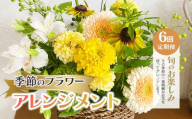 【定期便6回】季節のフラワーアレンジメント|  花 はな お花 flower フラワー ふらわー 花 はな  植物  高品質  お任せ お楽しみ ギフト 誕生日 親孝行 プレゼント 贈り物   調布 東京都