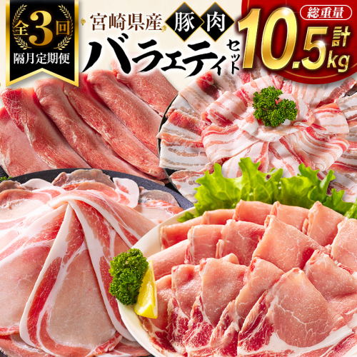 《総量10kg以上!!》豚肉 3回 隔月 定期便 バラエティセット 宮崎県産 食べ比べ 国産【E273】 2770169 - 宮崎県新富町