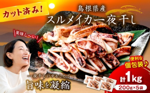 島根県産スルメイカ一夜干しカット済 計1kg（小分け200gｘ5袋） 小分け 干物 一夜干し イカ 魚介類 スルメイカ 【005_0146】 2770689 - 島根県浜田市