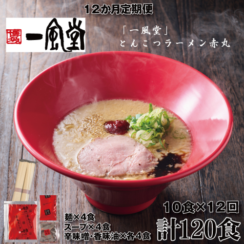 JEF004.【全12回定期便】一風堂赤丸ラー麦麺セット・10食（常温）【豚骨ラーメン】 2771203 - 福岡県新宮町