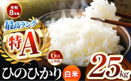 【 定期便 6回 】R8年産 熊本県産 白米 ひのひかり 25kg