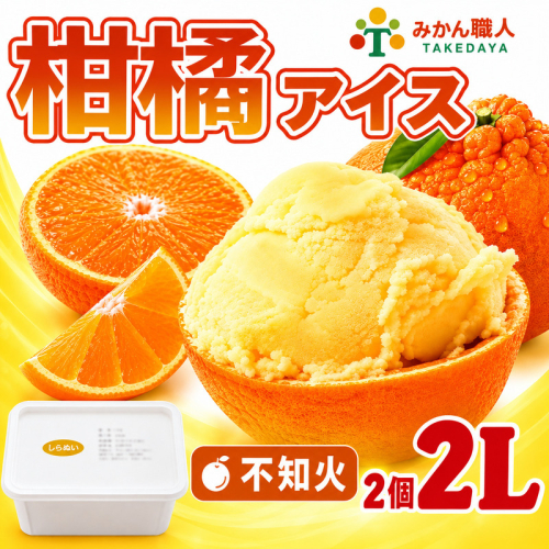 柑橘アイス 計2L(1個1000ml) 【 不知火 】 冷凍 みかん 旬 農家直送 特産品 さっぱり 大人 旨味 アイス ジェラート シャーベット ソルベ アイスクリーム ランキング 人気 業務用 大容量 ホームタイプアイス ファミリーサイズ 家庭用 みかん 柑橘 かんきつ 不知火 デコポン ぽんかん 冷凍 冬 夏 みかん職人武田屋 愛媛県 愛南町 2773034 - 愛媛県愛南町