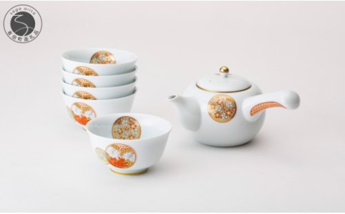 有田焼 寿赤絵 福重ね茶器揃【深川製磁】茶器 急須 湯呑 ゆのみ 煎茶碗 セット 伝統工芸 赤絵 お祝い 縁起物 和食器 食器 器 うつわ aa063 2773417 - 佐賀県有田町