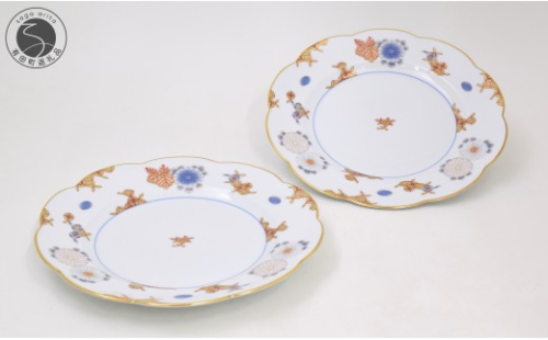 有田焼 菊七宝 ペア盛皿【深川製磁】食器 器 うつわ 皿 プレート 取り皿 飾り皿 おめでたい お正月 お祝い 縁起物 和食器 aa055 2773426 - 佐賀県有田町
