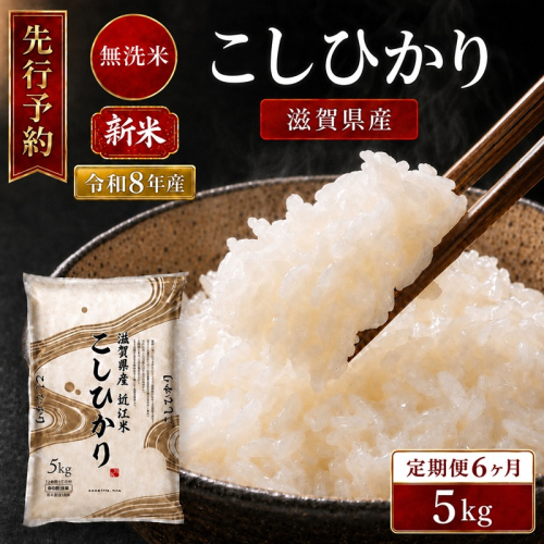 【令和8年産】 先行予約 新米 BG無洗米 コシヒカリ 5kg 6回定期便 令和8年産 定期便 米 無洗 無洗米こめ コメ お米 ご飯 米 こしひかり 米定期便 6か月定期便 6ヶ月定期便 6回 6ヶ月 6か月 滋賀県 豊郷 豊郷町 2774165 - 滋賀県豊郷町