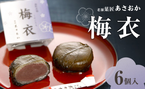 老舗「菓匠あさおか」看板菓子 梅衣（うめごろも） 6個入  蜜漬け 口どけ 滑らか こし餡 もっちり 求肥 紫蘇 爽やか 塩気 お茶請け 伝統の味 個包装 自宅用 贈り物 逸品 森町 静岡県 2774185 - 静岡県森町
