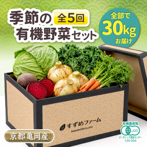 季節の 京野菜セット 定期便 5回 合計30kg 京都産 オーガニック 1〜4回各5kg 5回目10kg 有機栽培 有機JAS認証 産地直送 新鮮 詰め合わせ 人気 2774367 - 京都府亀岡市
