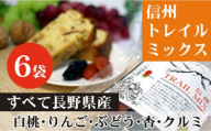 ALL NAGANO　信州TRAIL MIX　6袋 加工食品 ドライフルーツ ドライフルーツミックス おやつ もも リンゴ アンズ ぶどう くるみ セミドライ | ドライフルーツ 人気 おすすめ もも りんご あんず ギフト 送料無料 長野県 長野市 信州 信濃 ふるさと納税