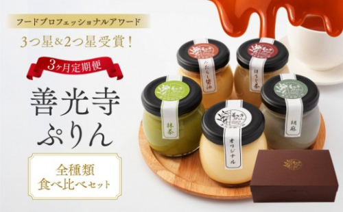 【定期便】善光寺ぷりん【全種食べ比べセット】《 3か月連続お届け 》ご当地 お取り寄せ  スイーツ ギフト お菓子 プリン |  ぷりん 食べ比べ プレゼント お菓子 オリジナル 抹茶 ほうじ茶 胡麻 みたらし醤油 詰め合わせ セット 人気 おすすめ デザート 送料無料  長野県 長野市 信州 信濃 ふるさと納税 2777338 - 長野県長野市