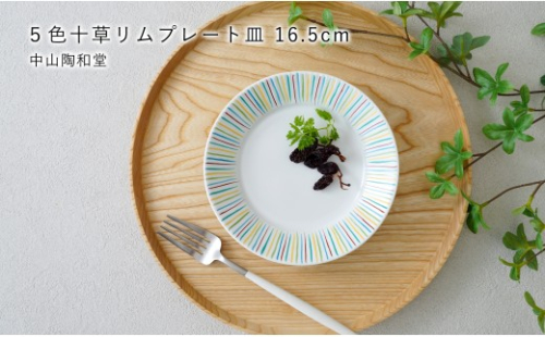 有田焼  5色十草 リムプレート皿 16.5cm【中山陶和堂】食器 うつわ 器 プレート 皿 かわいい カラフル bv016 2777346 - 佐賀県有田町