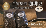 山梨県 都留市 煎りたて自家焙煎珈琲豆 ＜豆のまま＞ ５種類の詰め合わせ【バンカム・ツル】｜煎りたて コーヒー 直送 老舗 本格派 喫茶店 プレゼント お祝い 贈答用 水蒸気焙煎 アロマ 香り コク 深み 芳醇 リフレッシュ カフェイン 高級 マイルドブレンド ケニア サントス モカ マンデリン カフェ