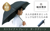 【槙田商店】紳士折たたみ傘　Tie Stripe×Plain　DARK GREEN 傘 かさ 雨具 高級 晴雨 兼用 UV 日焼け ギフト ファッション  日傘 プレゼント 化粧箱 老舗