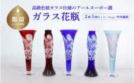 高級色被ガラス仕様のアールヌーボ調ガラス花瓶【デザイン＝甲州葡萄】2種5個セット