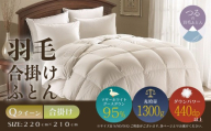 【クイーン】【合掛け】羽毛合掛けふとん　プレミアム（220cm×210cm）｜ダウン　羽毛　布団　合がけ　合かけ　ダウンパワー４４０　ホワイトマザーグースダウン