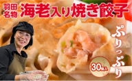 焼き餃子 羽田名物 海老入り焼き餃子 （30個入り）餃子 ぎょうざ ギョウザ 海老 本格餃子 冷凍 おかず 惣菜 中華 手包み 豚バラ肉 11種のスパイス ニンニク不使用 大田区 東京都