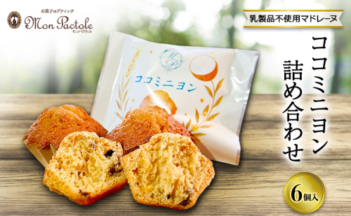 名張市発　乳製品不使用マドレーヌ　ココミニヨン詰め合わせ(和三盆×ココナッツオイル)　6個入り 洋菓子 おやつ 菓子 マドレーヌ 焼き菓子 三重県 2783105 - 三重県名張市