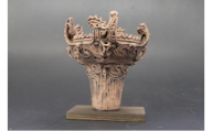 笹山遺跡・火焔型土器レプリカ 13cm （台座1cm・O型小鉄製ろうそく立て・豆和ろうそく24本・マッチ付 手作り 陶芸品 新潟市