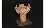 笹山遺跡・火焔型土器レプリカ 9cm （台座1cm・簡易ろうそく立て・ありがとうろうそく10本・マッチ付） 手作り 陶芸品 新潟市