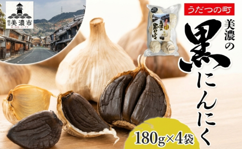うだつの町 美濃の黒にんにく180g×4袋 黒にんにく 黒ニンニク にんにく ニンニク 加工食品 健康 熟成 甘い フルーティー まろやか うまみ 乾燥 凝縮 国産 送料無料 にわか茶屋 岐阜県 美濃市 2786290 - 岐阜県美濃市