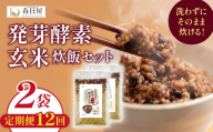 【 定期便12回 】 発芽酵素玄米炊飯セット 3合  (450g)  洗わずそのまま炊ける 無洗米 2袋 米 玄米 発芽玄米 酵素 お米 食物繊維 モチモチ お手軽 簡単 大分県 大分 玖珠町 玖珠