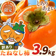 【三太郎の日限定】柿 果物 訳あり たねなし柿 3.9kg《2026年9月末から10月末出荷予定》 旬 送料無料 徳島県 上板町 フルーツ かき カキ くだもの 刀根早生柿 平種無柿