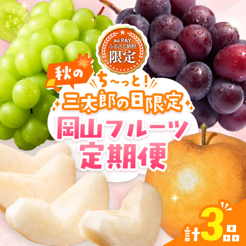 【三太郎の日限定】秋の！岡山ちーっとフルーツ定期便 3種 ピオーネ 650g シャインマスカット 650g 梨 1.7kg 2788123 - 岡山県浅口市
