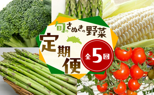 「生活応援企画！」旬のさぬきの野菜定期便（5回） 野菜 定期便 旬 新鮮 食べごろ 季節 ブロッコリー アスパラ アスパラガス 春芽 夏芽 ホワイトコーン  ミニトマト 香川県 東かがわ市 2788179 - 香川県東かがわ市