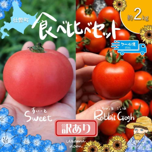 【訳あり】極旨トマトクール便 食べ比べ2種セット 北海道壮瞥町産 スイート＆ラビットゴッホ 2kg 中玉トマト SBTAJ041 2788699 - 北海道壮瞥町