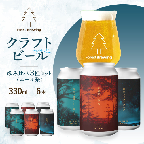 ForestBrewing　エール系 クラフトビール飲み比べセット　3種各2本（缶330ml）　【04324-0460】 2789193 - 宮城県川崎町