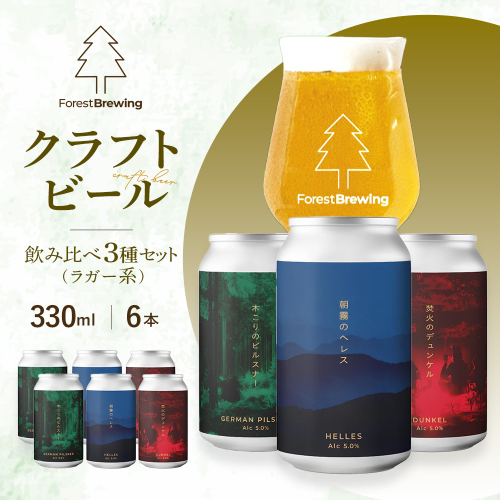 ForestBrewing　ラガー系 クラフトビール飲み比べセット　3種各2本（缶330ml）　【04324-0461】 2789194 - 宮城県川崎町