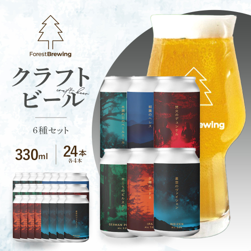 ForestBrewing　薪の端材でつくるクラフトビール【飲み比べ24本セット】　6種各4本（缶330ml）　【04324-0467】 2789200 - 宮城県川崎町