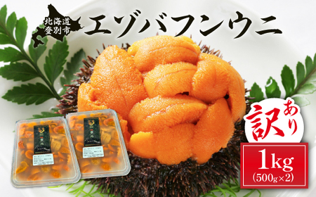 ≪規格外品1kg≫ 無添加　エゾバフンウニ塩水パック1kg　配送期間C：1月下旬から3月下旬迄 [mh-0250_C] 2790379 - 北海道登別市