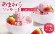 ＜定期便・全12回＞福岡産 あまおう ジェラート 1000ml | いちご 濃厚 果汁 高級 アイス デザート スイーツ
