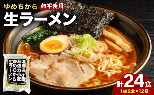 北海道十勝産ゆめちから生ラーメン 24食セット 化粧箱入 (麺のみ) 2791306 - 北海道登別市