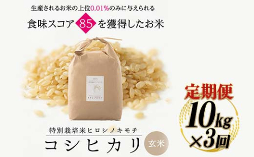 令和8年度　新米 【3回定期】特別栽培米 コシヒカリ ヒロシノキモチ 玄米 10kg 総計30kg 陽咲玲 米 お米 コメ ご飯 ごはん 富山県産 富山県 立山町 F6T-1046 2795051 - 富山県立山町