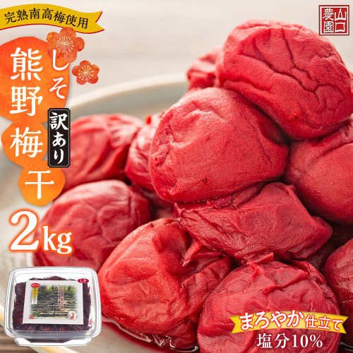 完熟南高梅使用 くずれ梅 しそ熊野梅干 2kg 塩分10％ 訳あり まろやか仕立て 2795722 - 和歌山県上富田町