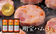 【10月発送】＼累計販売本数5000万本突破！／明宝ハム 3本セット （約1kg） / 12月10日から20日お届け / プレスハム ポークハム 国産豚肉 人気 おつまみ 肉 おかず 岐阜県 名産品 バーベキュー 食品 精肉 ハム 肉加工品 ハム 加工品 ハム ステーキ ギフト ハム セット BBQ お歳暮 お返し冷蔵 ハム 明宝 めいほう 郡上市 ハム お正月用 ハム詰め合わせ 贈答 贈答用