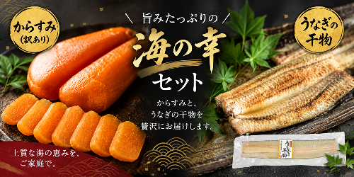 B2-1802／【セット】国産からすみ 訳あり品 片腹1本×5袋（計350g以上）＋うなぎの干物 1尾 2796699 - 鹿児島県垂水市
