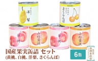 Sanuki フルーツ缶詰 国産果実缶詰 6缶セット(黄桃、白桃、洋梨、さくらんぼ）