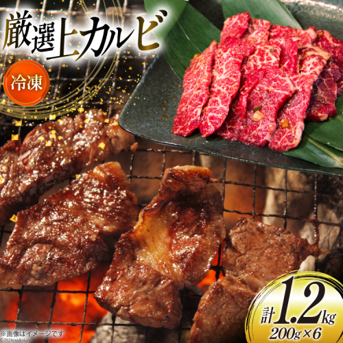 カルビ 焼肉 上カルビ 200g 6パック 計1.2kg [焼肉銀座園 北海道 砂川市 12260730-c] 冷凍 焼き肉 牛 牛肉 肉 小分け やきにく  2797765 - 北海道砂川市